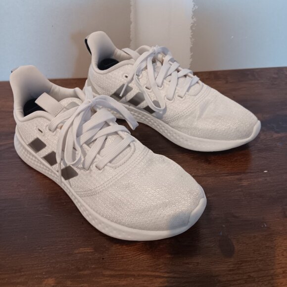 Adidas Puremotion White Silver Metallic Women’s Running Shoes Size 7.5 - Picture 1 of 9